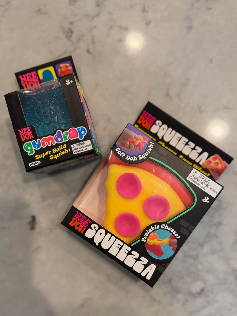 NeeDoh Squeezza Pizza Toy and Gum Drop Squishy Toys